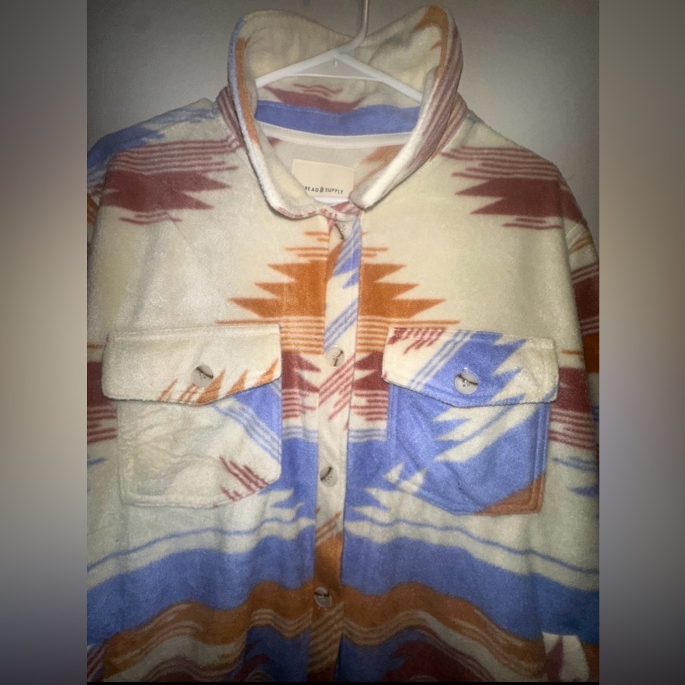 Thread & Supply Pastel Aztec Button Down Jacket Size Large - Picture 3 of 6